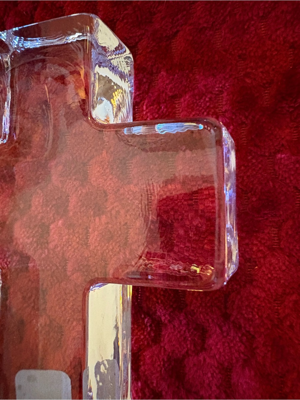 Simon Pearce Hand Blown Glass Cross Paperweight 5” w/ Box & Card Signed Sticker - Picture 7 of 15